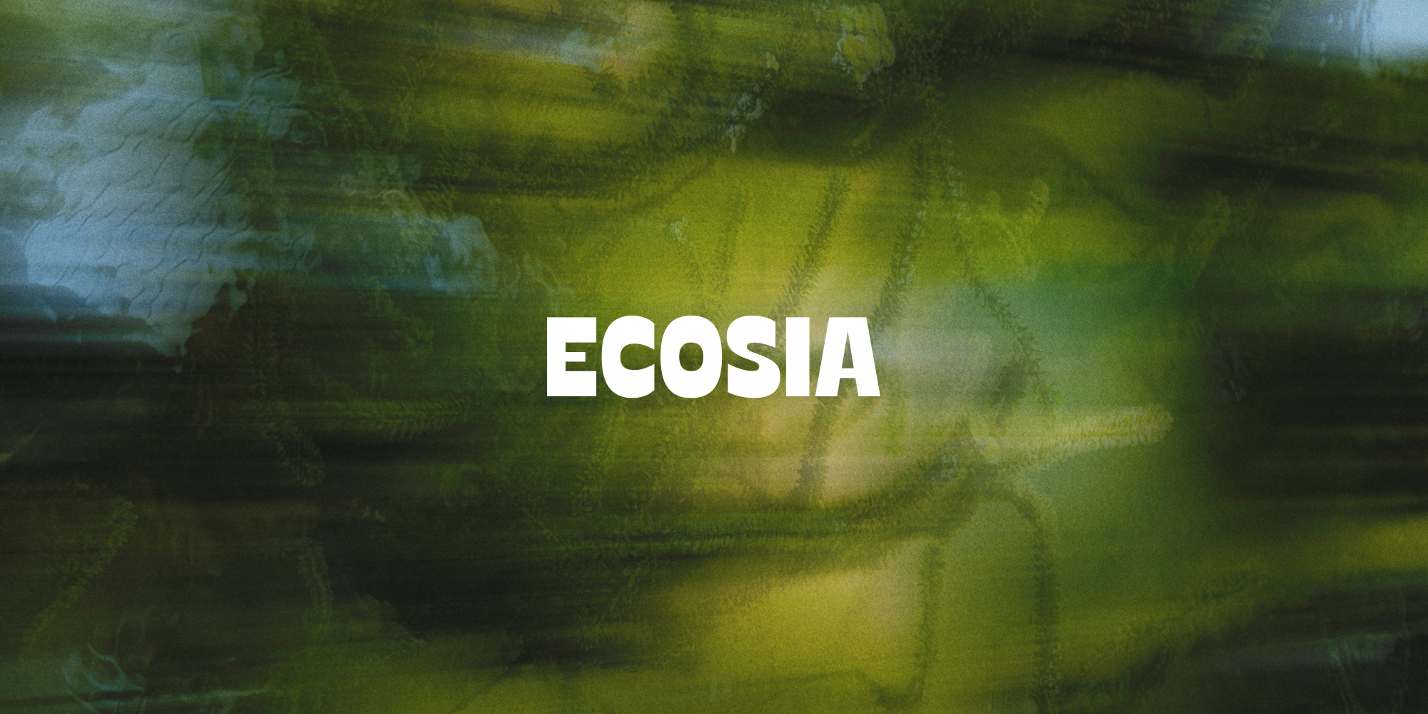 Image showing Ecosia's Logo over a green nature background